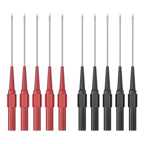 Goupchn 10PCS 0.7mm Long Version Test Probes Pins Non-Destructive Insulation Wire Piercing Needles Stainless Steel Multimeter Probes for 4mm Male Banana Plug Red&Black