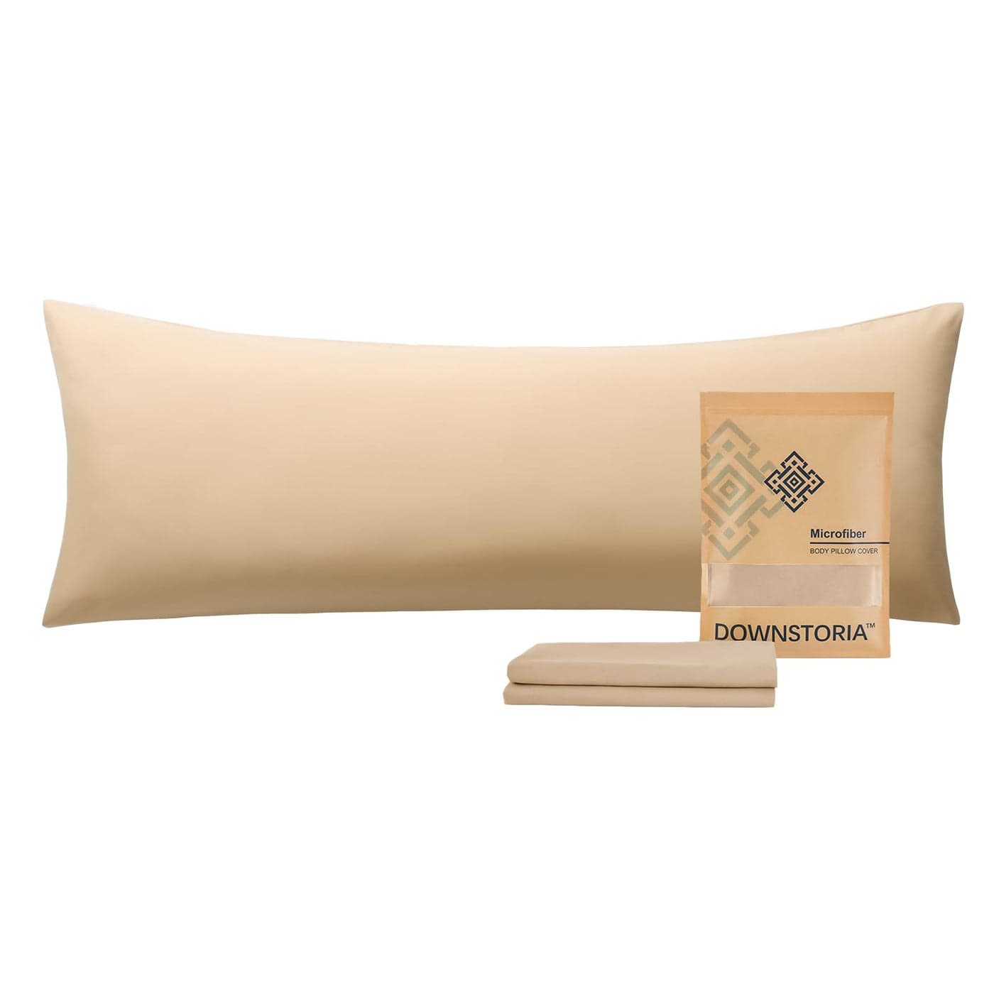 Body Pillow Cover Ultra Soft Microfiber Long Pillowcase Envelope Closure Large Pillow Cases 20x54 inch Beige