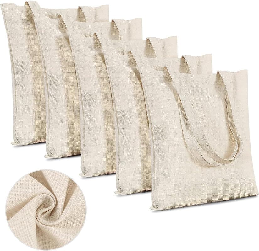 Metsi Canvas Plain Tote Bag for Women, 15"X16" Reusable Cotton Tote Bags with Zipper, Blank DIY Craft Bag for Painting, Shopping, School, Beach, Gym, Groceries and Multi-Purpose - Pack of 3