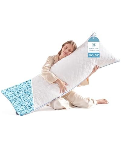 YZ HOME Long Body Pillow for Adults Firm Body Pillow Shredded Memory Foam Adjustable HeightSupport for Side Sleeping Pregnant WomenWhite 20x54 Inch