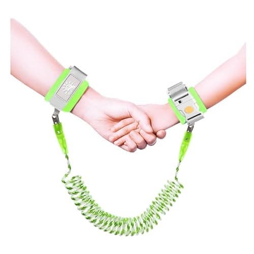 WSZCML Anti Lost Wrist Link,Toddler Harness Walking Leash with Induction Lock,Reflective Child Wrist Leashes for Baby,6.56ft Kids Leash for Supermarket Mall Airport Amusement Park Zoo Travel(Green)