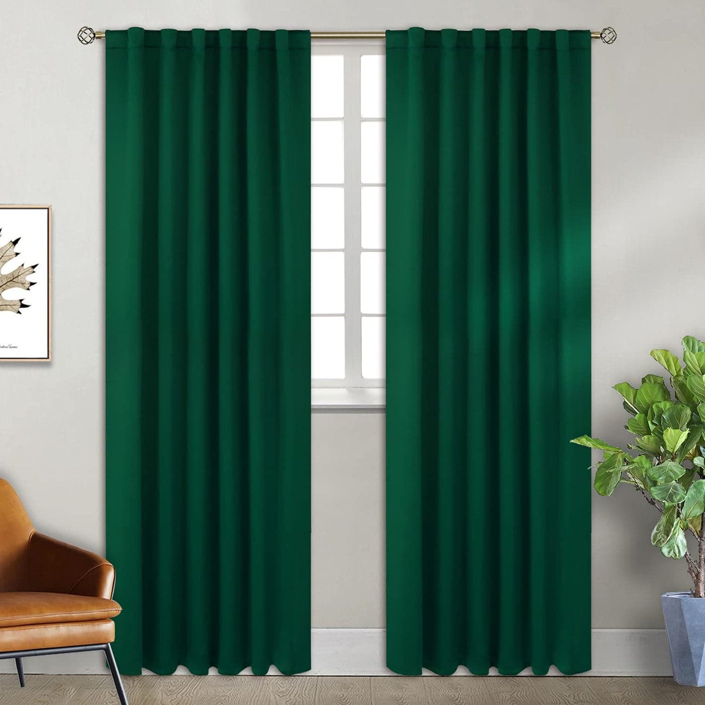 BGment Rod Pocket and Back Tab Blackout Curtains for Bedroom Thermal Insulated Room Darkening Curtains for Living Room 2 Window Curtain Panels 52 x 84 Inch Emerald