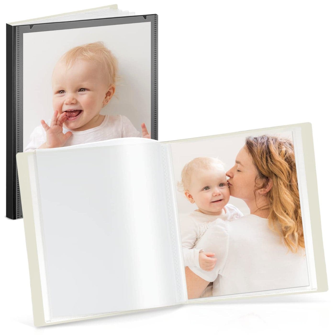 CRANBURY Portfolio Binder for 8x10 Photos Black Poly Plastic 8 x 10 Art Presentation Book with Clear Plastic Sleeves 24 Pages Hold 48 Pictures 10x8 Photo Book with Customizable Front Pocket