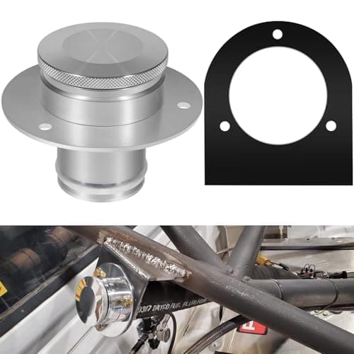 Camoo 17-2530 Remote Fuel Tank Filler Neck With Billet Aluminum Gas Cap & Weld-On Steel Mount Bracket For 2" Hose Connection, Straight