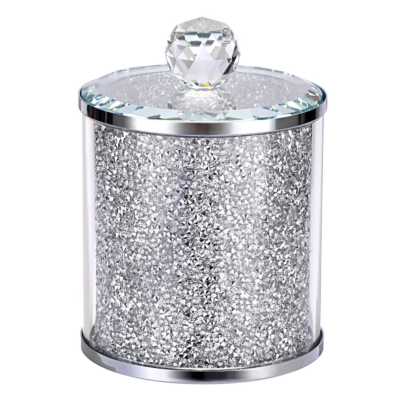 JUXYES Sparkle Glass Crushed Diamonds Canister for Sugar Coffee Tea Luxurious Diamond Style Storage Containers Sets with Lids Decorative Storage Jar for Kitchen Counter Dining Room
