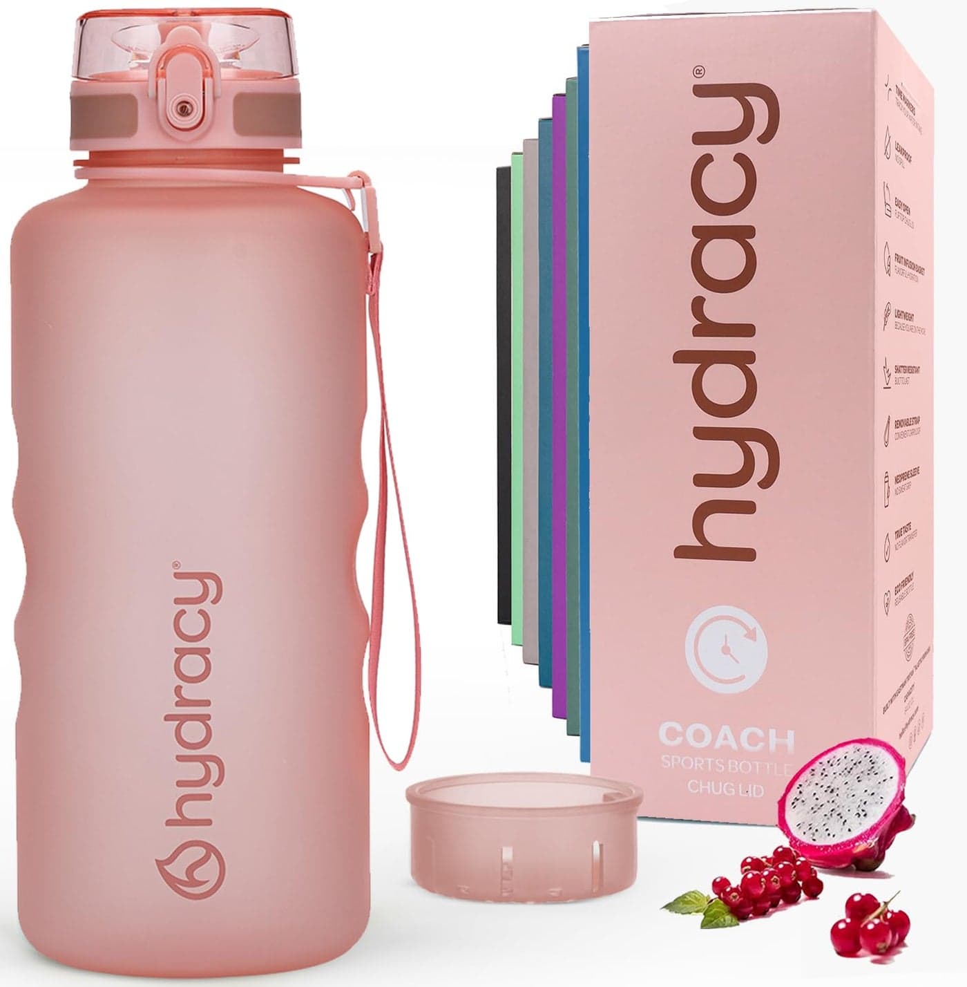 Hydracy Water Bottle with Time Marker Large Half Gallon 64 oz BPA Free Bottle & No Sweat Sleeve -Leak Proof Gym Bottle with Fruit Infuser Strainer & Times to Drink Ideal for Sports & Outdoors