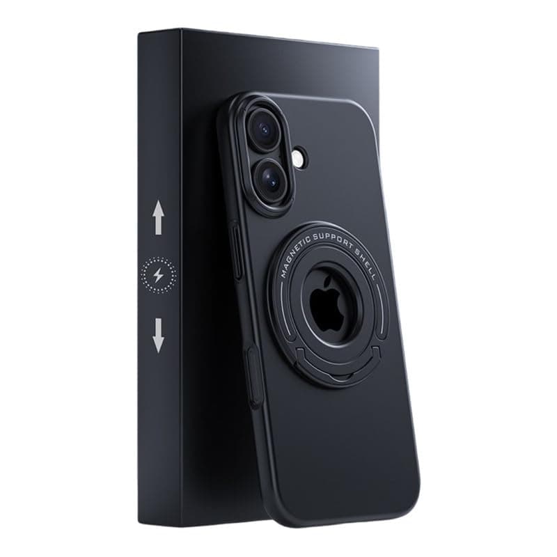 LuxuryKase Magnetic Case for iPhone 17 | Built-in Kickstand | Premium Magnetic Support Shell | Hard Slim Protective Case | Mag-Safe Compatible - Black