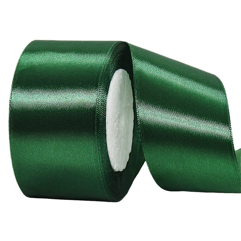 50mm Wide Thick Dark Green Ribbon for Gift Wrapping22m 2Inch Large Fabric Satin Ribbon Green Bow for Gift WrappingRibbons for CraftingHairBouquetsWedding CarPresentsCakeChristmas Decoration