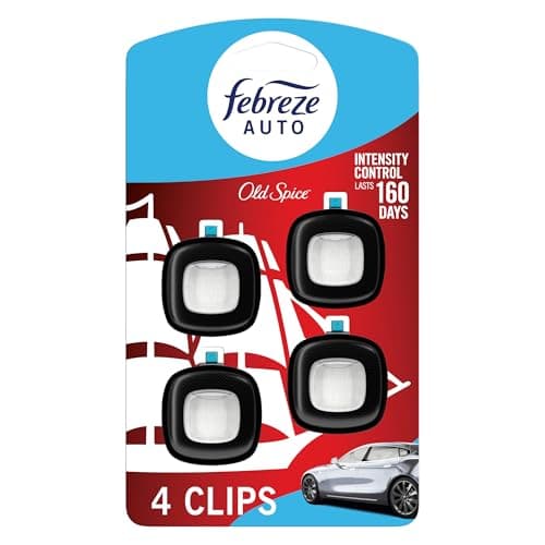 Febreze Car Air Freshener Vent Clip Old Spice Scent, .07 oz. Car Vent Clip, Pack of 4