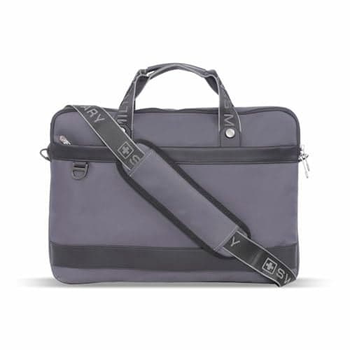 Swiss Military Black Gold Collection Flicker Laptop Sling Bag for Men & Women, Premium 1680D Fabric, Fits 15.6” Laptop, Trolley Strap, Quick Access Pockets, Adjustable Shoulder Strap, (6L) Grey