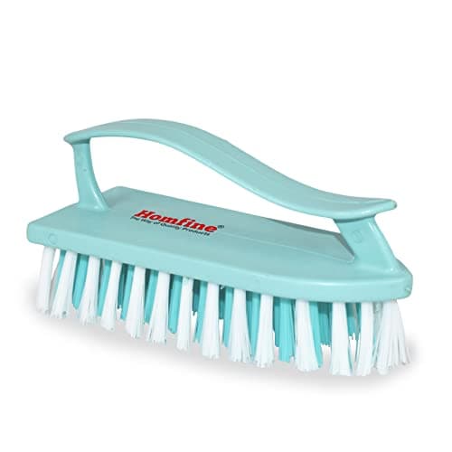 Homfine Cloth Brush with Handle Semi Hard Straight Bristles for Cloth Washing, Laundry, Jeans, T-Shirts, Carpet Washing, Floor Cleaning (1 Pc, Aqua Green)