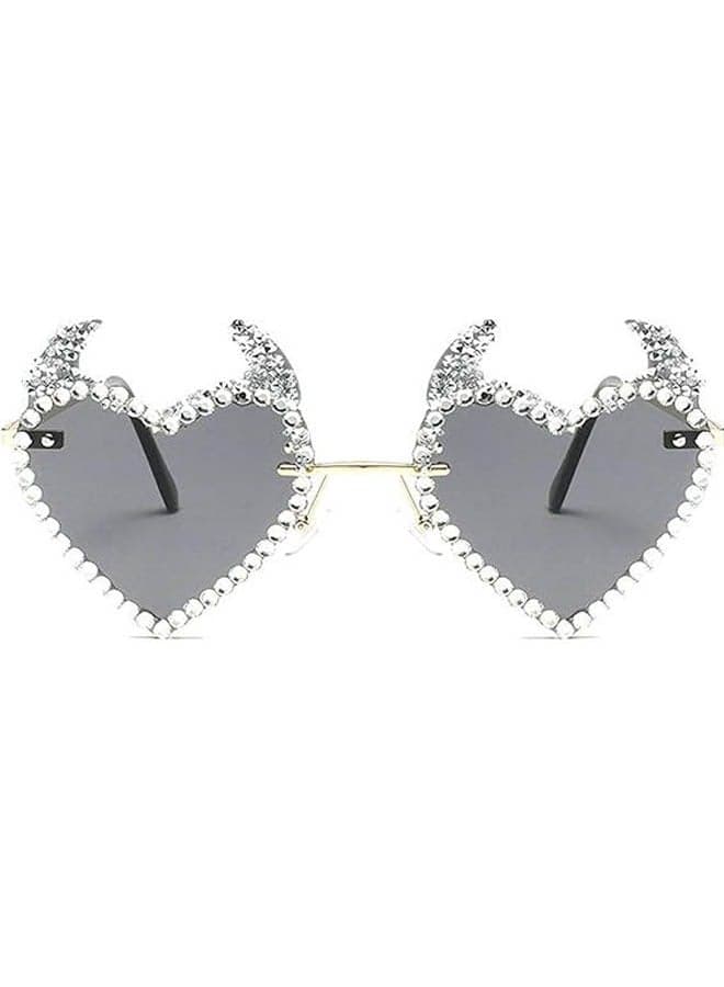 Love shape diamond sunglasses sunglasses shape glasses metal glasses decoration