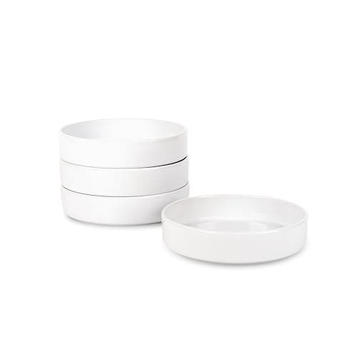 Stone Lain Celina Stoneware Bowl Set, 4-Piece Pasta Bowls for Kitchen, Ceramic Serving for Noodles, Fruit, Cereal, Dinner - Microwave & Dishwasher Safe, White