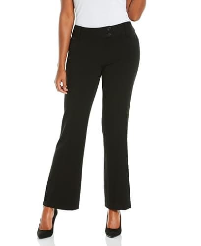 Rafaella Women's Regular Curvy Fit Gabardine Bootcut Dress Pants, Black, 16