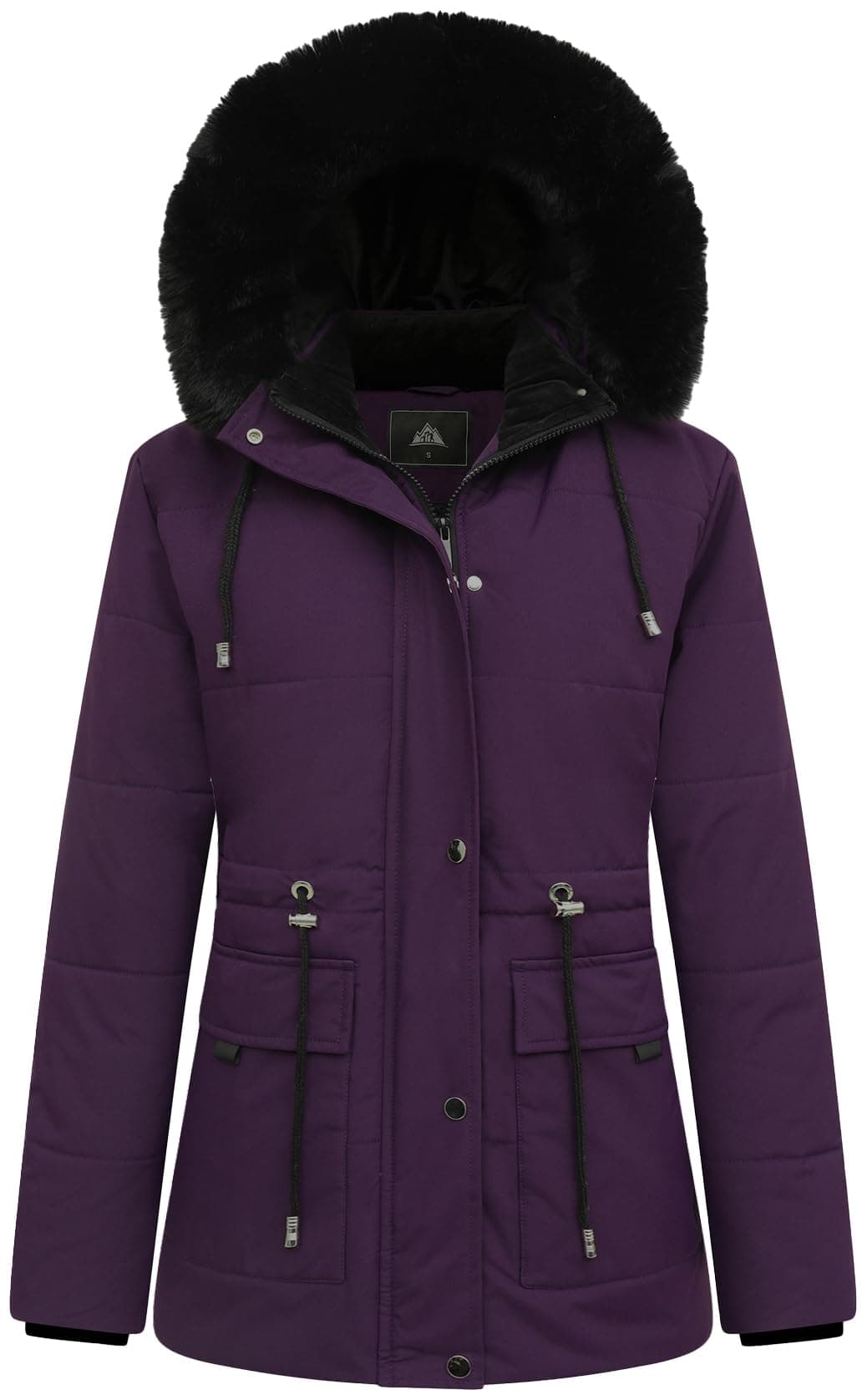 MOERDENG Womens Warm Winter Puffer Coat Thicken Fleece Lined Down Jacket Faux Fur Detachable Hood Snow Parka