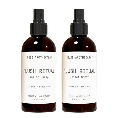 Muse Apothecary Flush Ritual - Aromatic & Refreshing Toilet Spray, Use Before You Go, 2 oz, Infused with Natural Essential Oils - Coconut + Sandalwood, 2 Pack