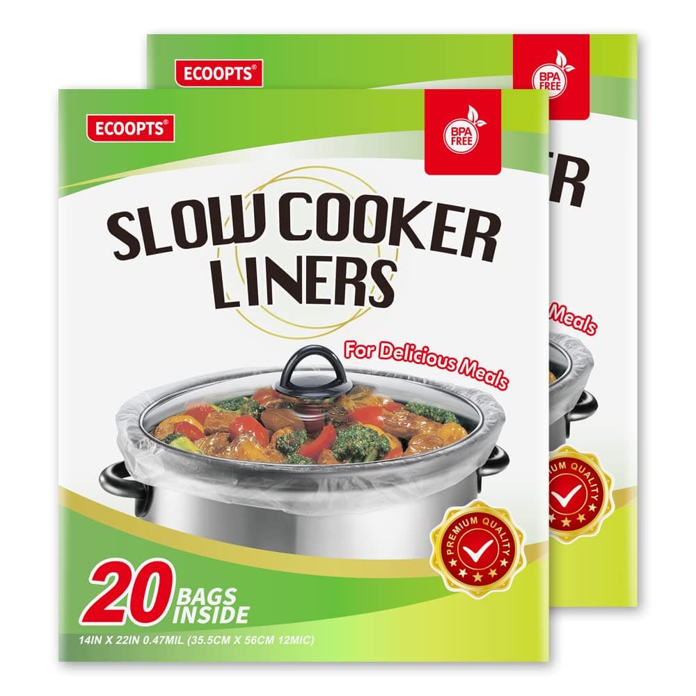 40 Bags Extra Large Slow Cooker Liners Slow Cooker Bags Fits 610 QT Pot Suitable for Oval Round Pot BPA Free 2 Pack 14x 22 Bags