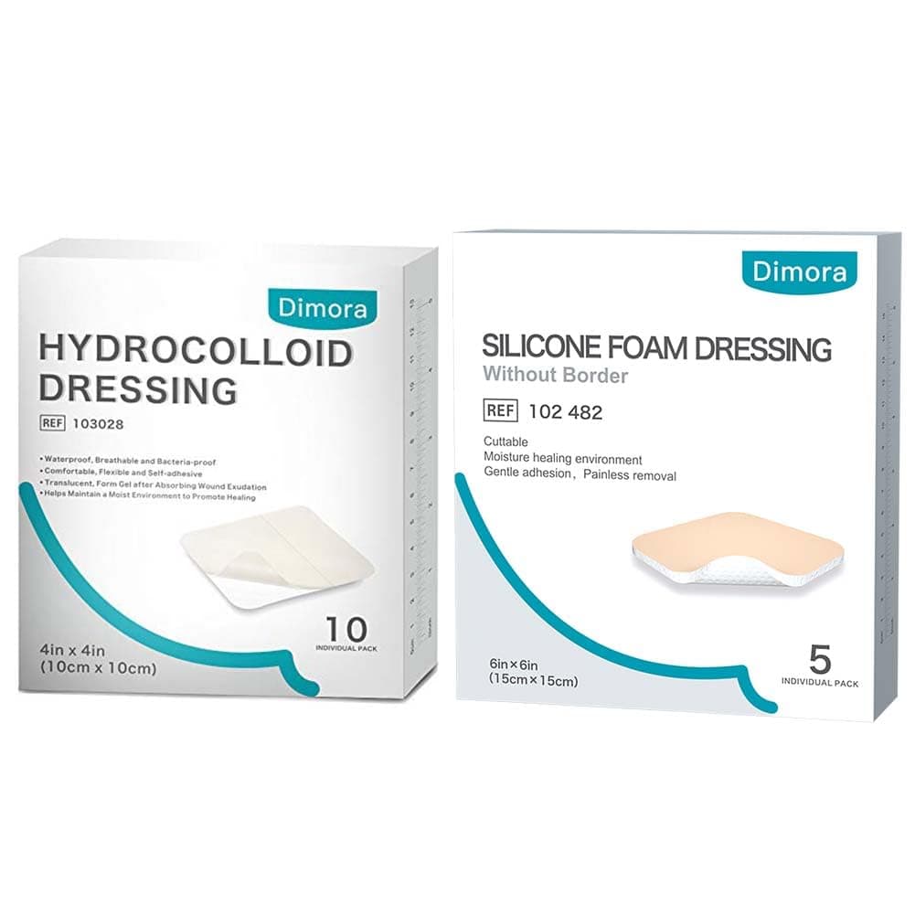 Dimora Hydrocolloid Dressing 4 x 4 for Wound Care 10 Pack Large Patch Bandages with SelfAdhesive for BedsorDimora Silicone Foam Dressing Without Border