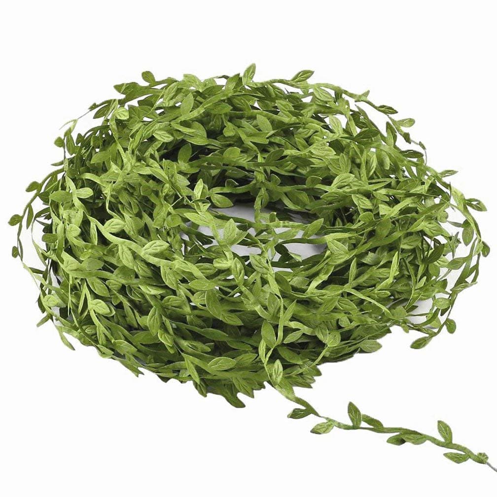 LZXD 132 Ft Artificial Vines Leaf RibbonArtificial Eucalyptus Leaf Green Garland Leaves DIY Wreath Foliage Green Decorative Wreath Accessory Wedding Decorations Party Wreaths Wall Crafts Party Dcor
