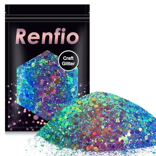 Renfio Chameleon Chunky Glitter Mixed Fine Powder Color Shift 175 Oz 50g PET Flake Hexagon Purple Copper Green Glitters Sequin Resin Pigment Chip Dust for Slime Painting Craft Hair Nail Mermaid