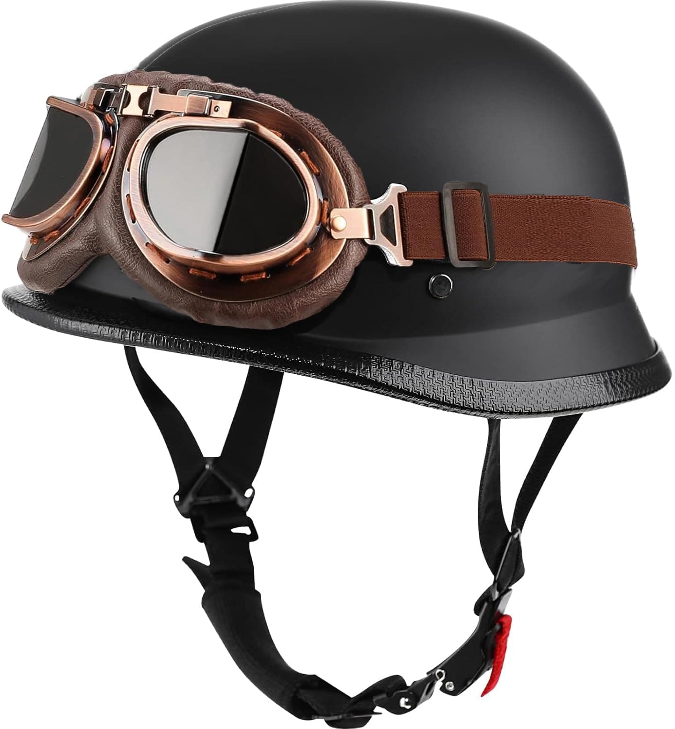 Bike Half Helmet & Goggles, German Style DOT Approved Adult Men Women Retro Open Face Motorcycle-Helmets, Bicycle/Skateboard Helmet for Adults