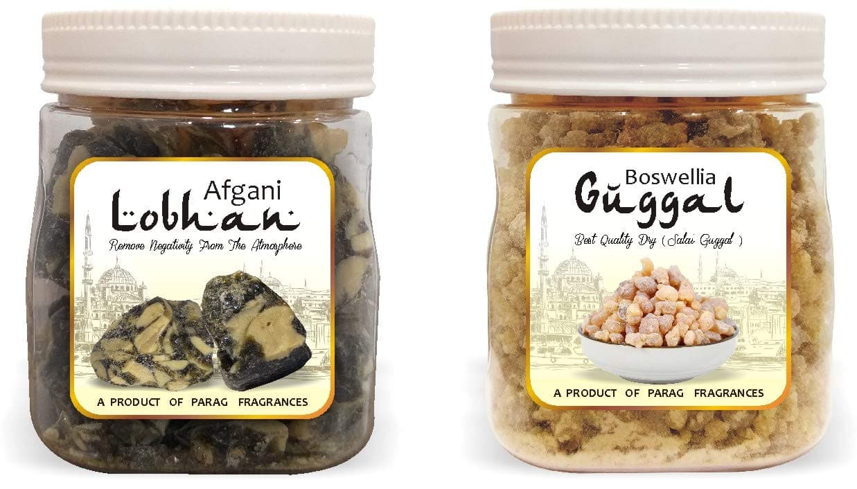 Parag Fragrances Combo Pack of Afgani Loban 250 Gram & Boswelli Guggal 200gm / Natural Guggal for Dhoop and Hawan