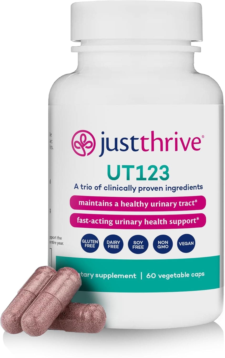 Just Thrive UT123 Supports Urinary Tract Health for Women Made with Cranberry 60 Capsules