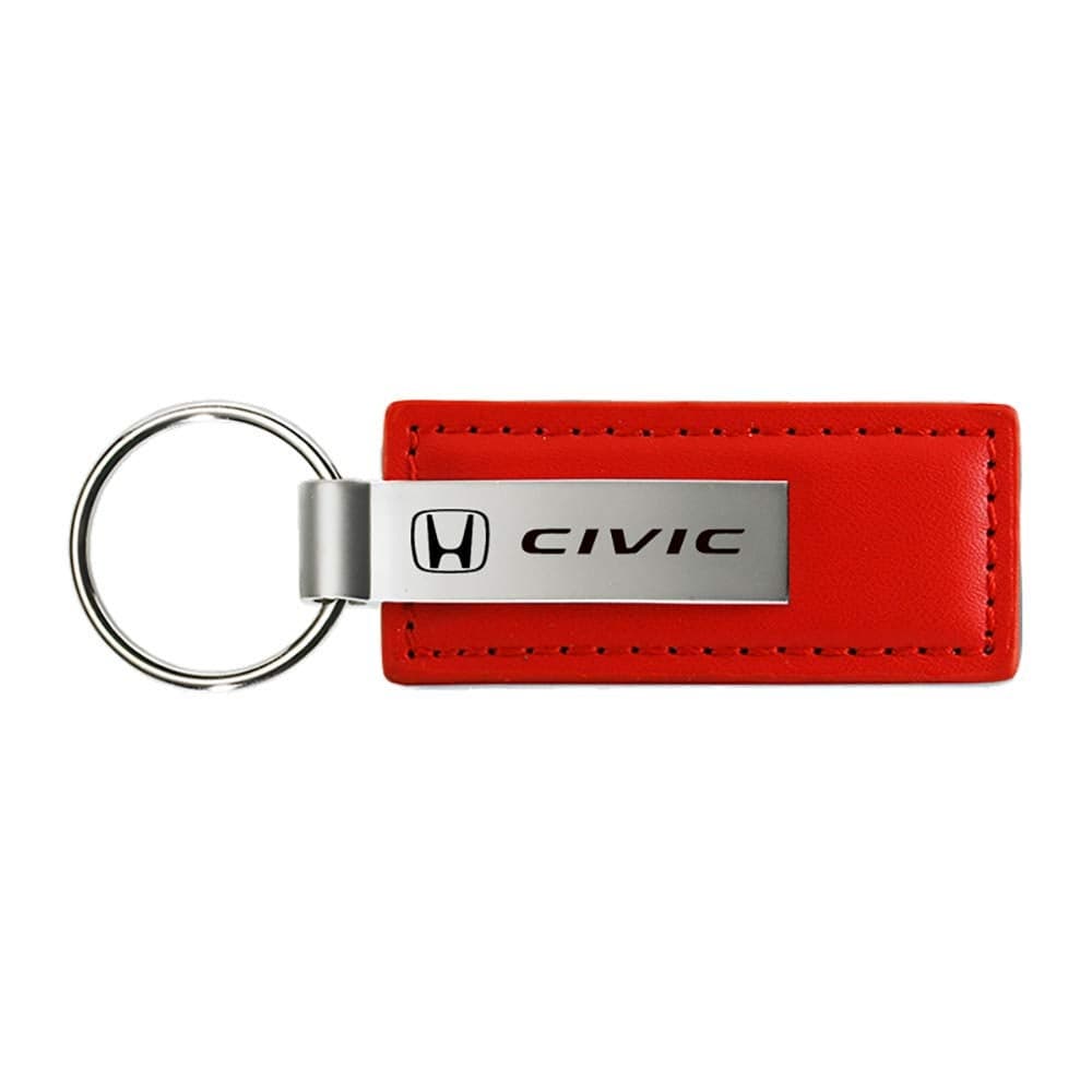 AuTOMOTIVE GOLD Rectangular Leather Key Chain for Honda Civic Red