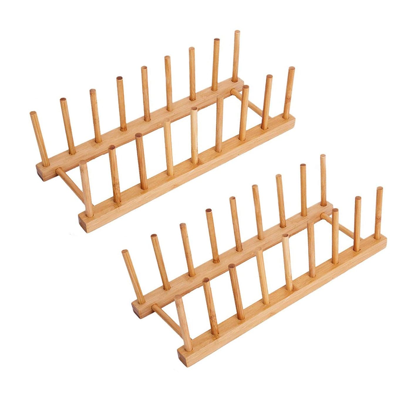 Ahyuan Dish Drying Rack Bamboo Dish Rack Pure Natural Bamboo Wooden Dishes Drainer for Cutting Board Baking Pan Plate Bowl Mug Cup Pot Lid Organizer Rack 2