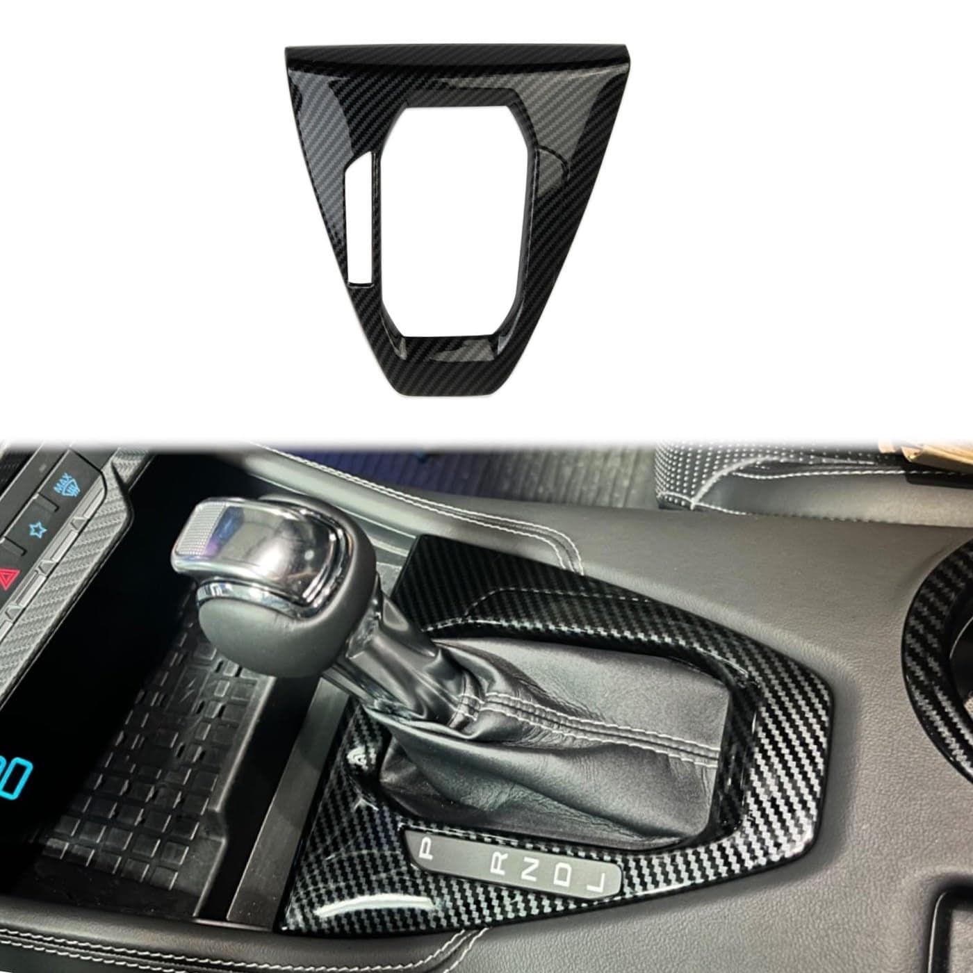 Fewshaw Center Console Gear Shift Panel Cover Trim Accessories for 20242025 Ford Mustang Automatic Gear Carbon Fiber Style