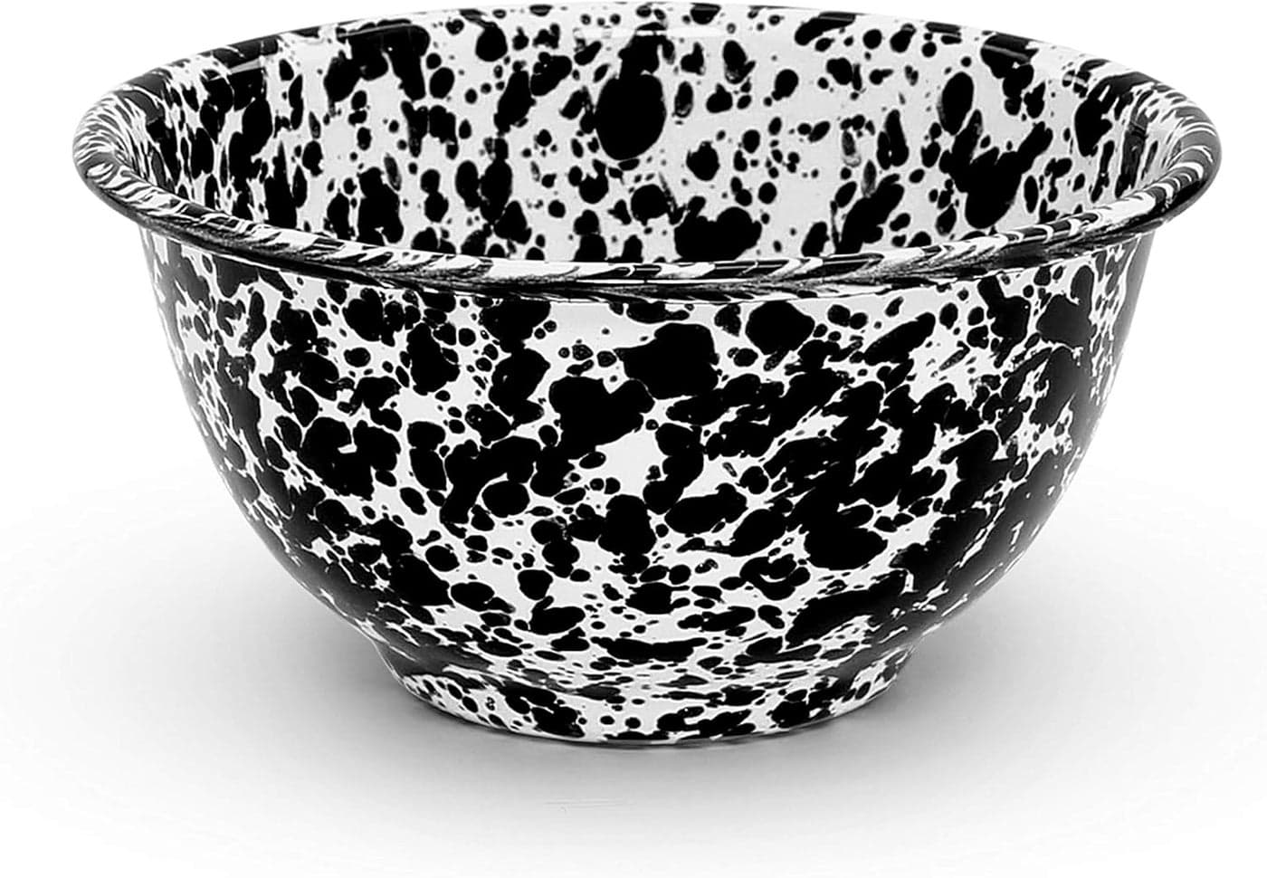 Crow Canyon Home Enamelware Small Rice Bowl 14 ounce BlackWhite Splatter Set of 4
