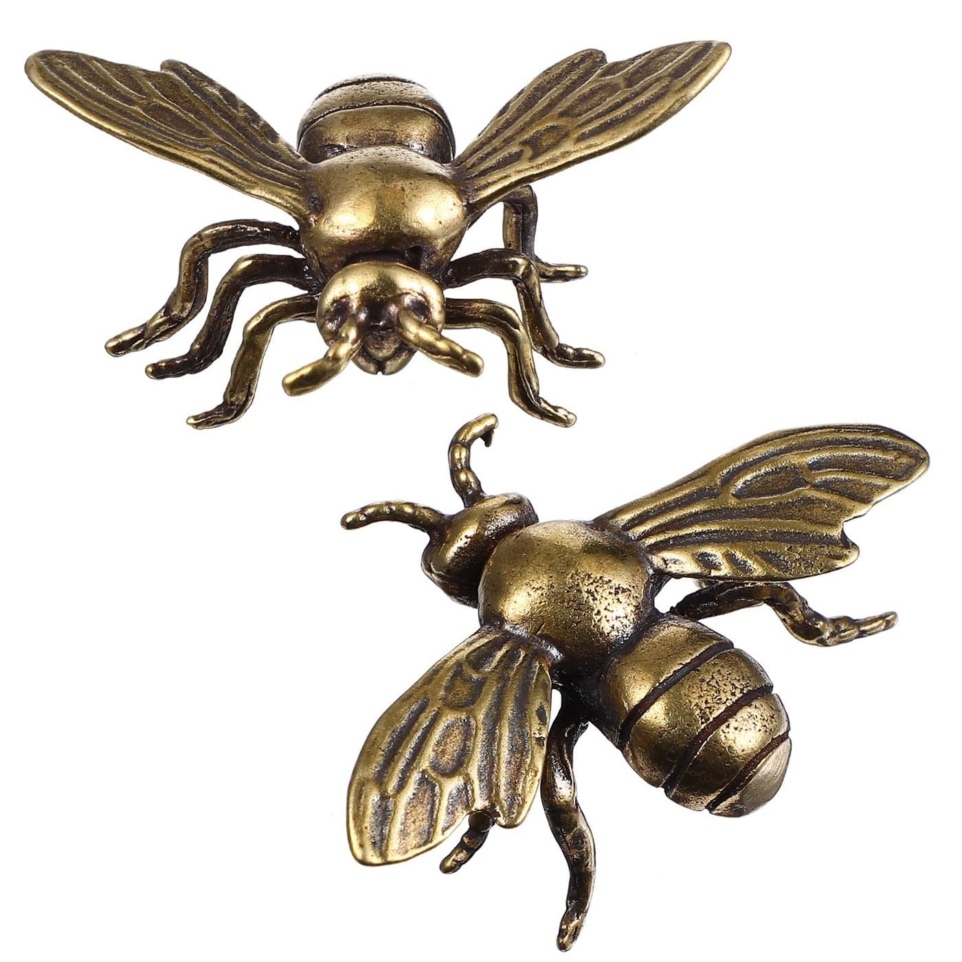Veemoon 2pcs Gold Bee Figurines Brass Animal Insects Figurines Statue Feng Shui Sculpture Toys Gold Desk Home Indoor Decorative Collectible or Elders