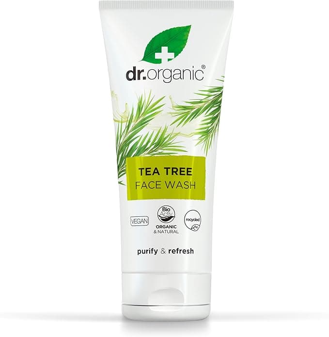 Dr Organic Tea Tree Face Wash Cleansing Purifying Mens Womens Oily Skin Natural Vegan CrueltyFree Paraben SLSFree Organic Recycled Recyclable Organic 200ml Packaging may vary