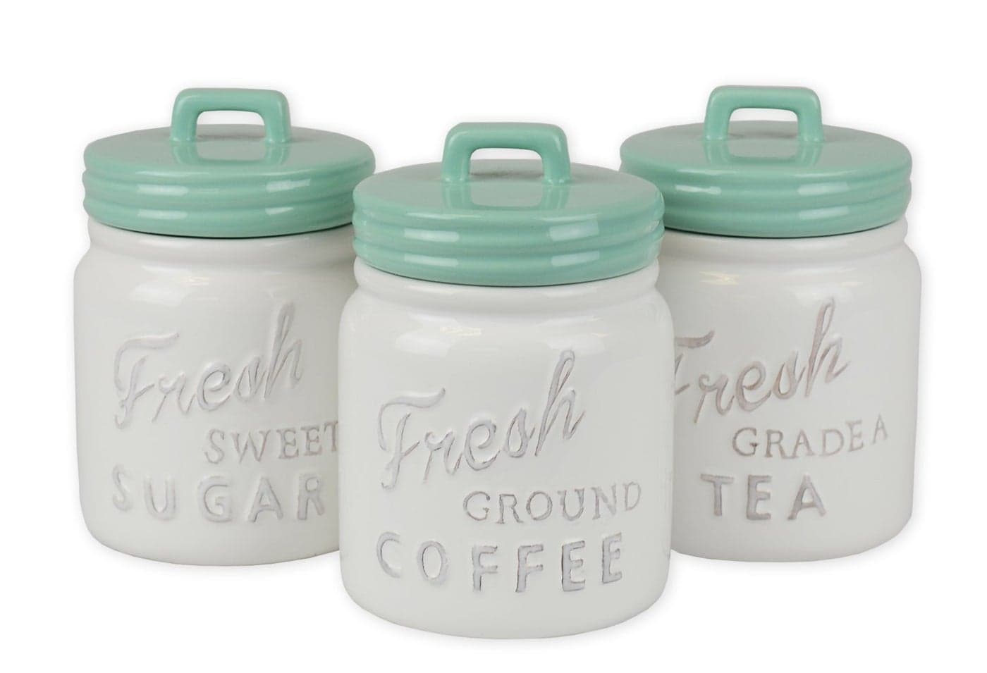 DII Kitchen Accessories Collection Ceramics Jar Canister Set Aqua 3