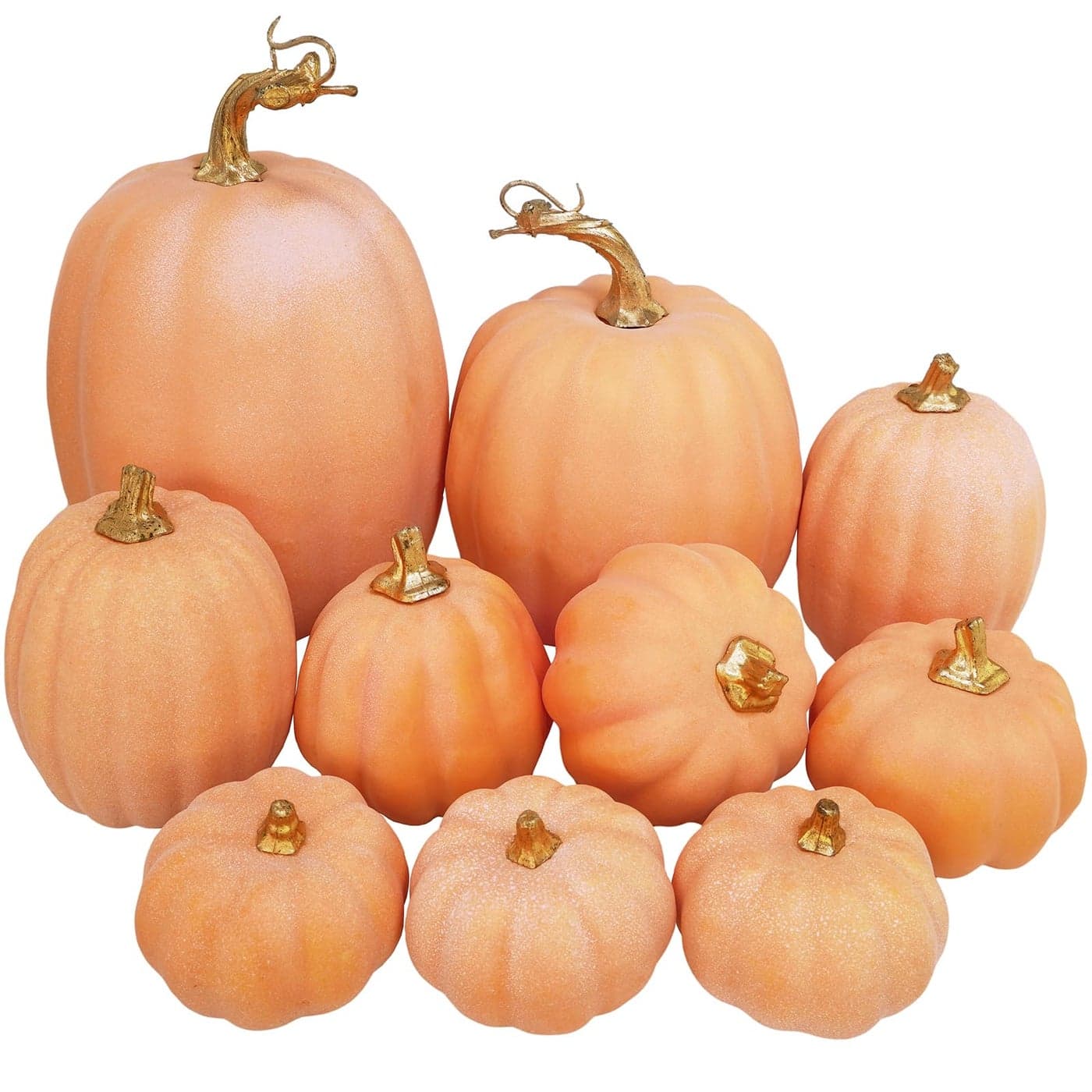 Winlyn 10 Pcs Assorted Artificial Orange Pumpkins Decorative Pumpkins Faux Light Orange Pumpkins Foam Pumpkins for Fall Harvest Autumn Wedding Thanksgiving Halloween Table Centerpiece Mantel Dcor