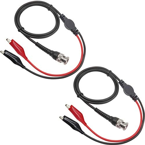 Amadget BNC Q9 to Double Alligator Clip Test Cable Probe Leads Oscilloscope Test (Pack of 2)