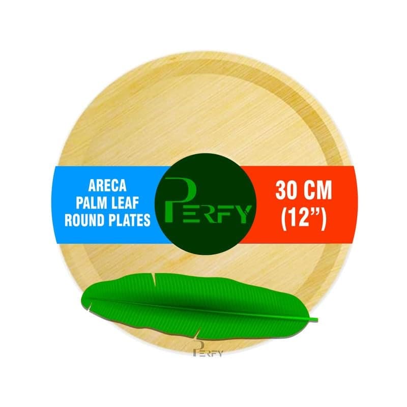 Perfy 12 Inch Areca Palm Leaf Round Plates Natural and Biodegradable Disposable EcoFriendly PlatesDinnerware Plate for Party Wedding Event Plates 30cm100Pack