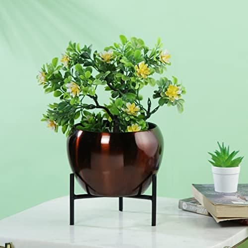 CraftVatika flower vase for home decoration Metal Pot with Tripod Stand for Home Decor Items for Living Room Bedroom Accessories Dried Flower Vase Marriage Gifts for Couples