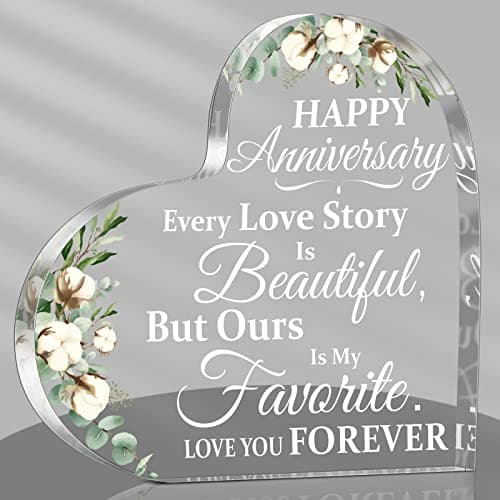 Wedding Gift for Her Years of Marriage Gift Happy Anniversary Present for Woman Acrylic Heart Marriage Keepsake for Wife Husband Girlfriend Boyfriend (Love Style)