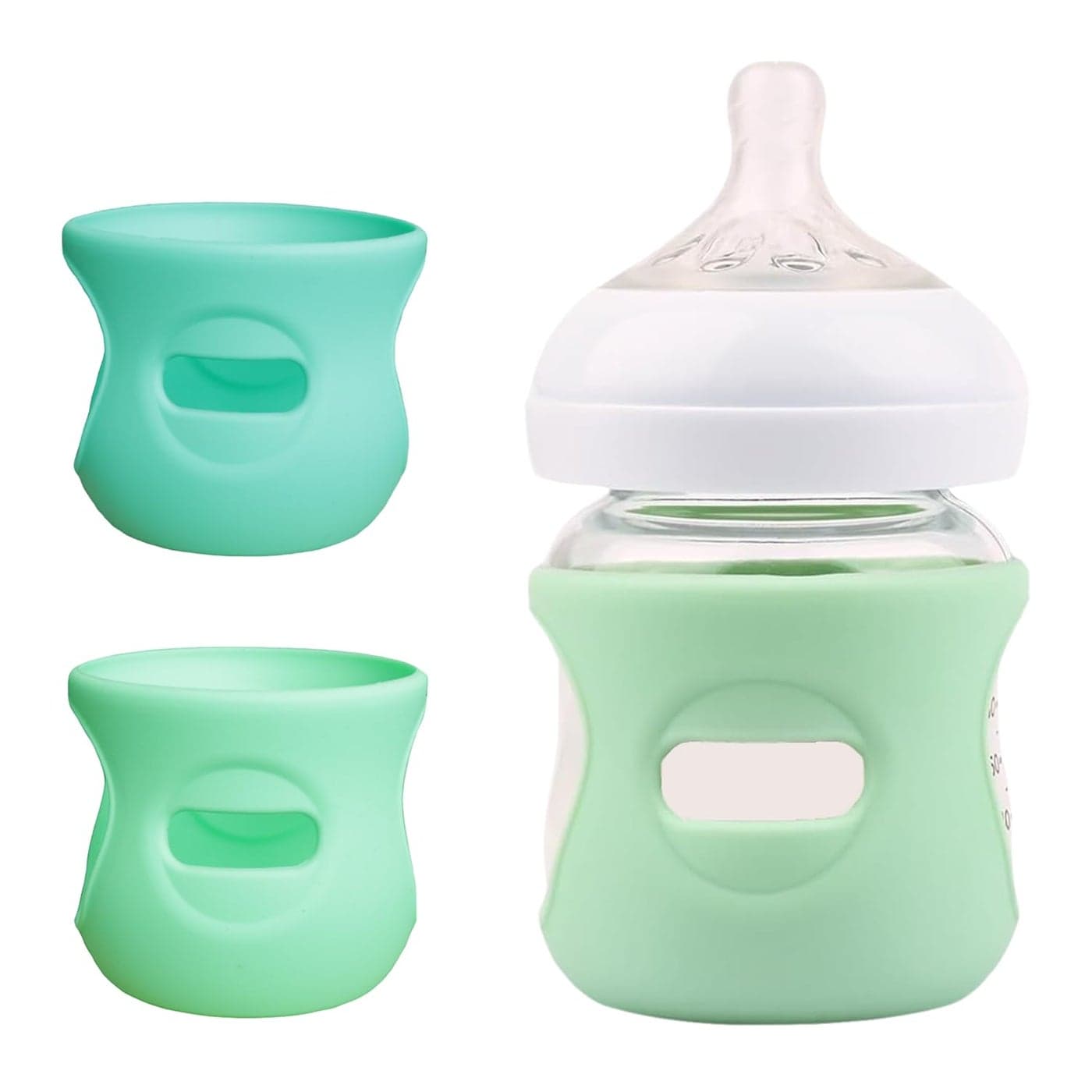 2 Pack Silicone Sleeves Compatible with Philips Avent Glass Baby Bottles 4 oz to Prevent The Baby Bottles from Breaking BPAFree GreenLight Green