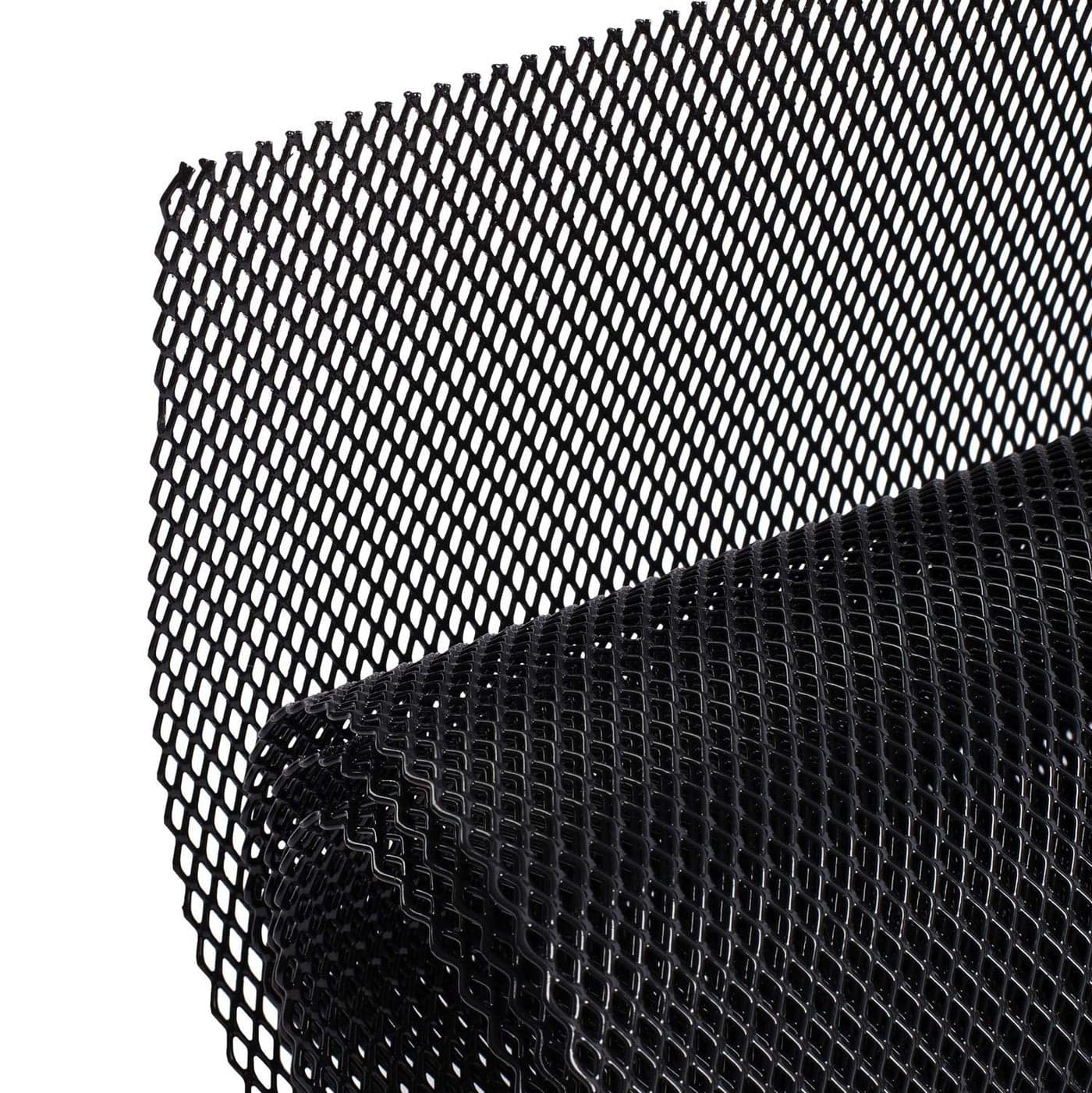 AggAuto Universal 40x13 Car Grill Mesh 100x33cm Aluminum Alloy Automotive Grille Insert Bumper 3x6mm Rhombic Hole One of the Most Multifunctional Shape Grids Black