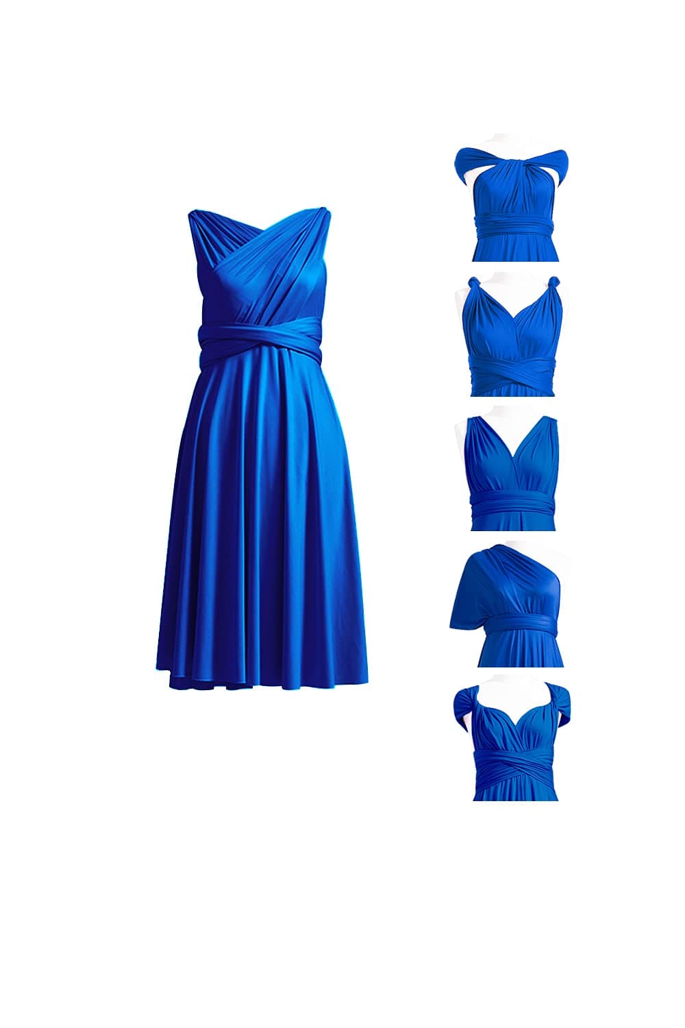 72styles Multiway Dress Short Infinity Convertible Bridesmaid Dresses Transformer Twist Wrap Midi Women Wedding Gutest Dress Royal Blue
