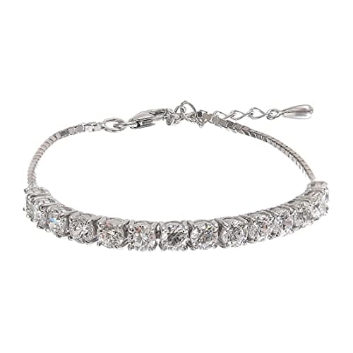 Clara Made with Swiss Zirconia 925 Sterling Silver Siena Solitaire Bracelet Gift for Women and Girls