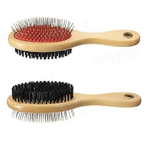 Pets Empire 2 in 1 Wooden Dog Brush | Kitten & Puppy Double Sided | Grooming Kit | | Pet Hair Remover Brush | Grooming Products for Dogs & Cats (Medium)