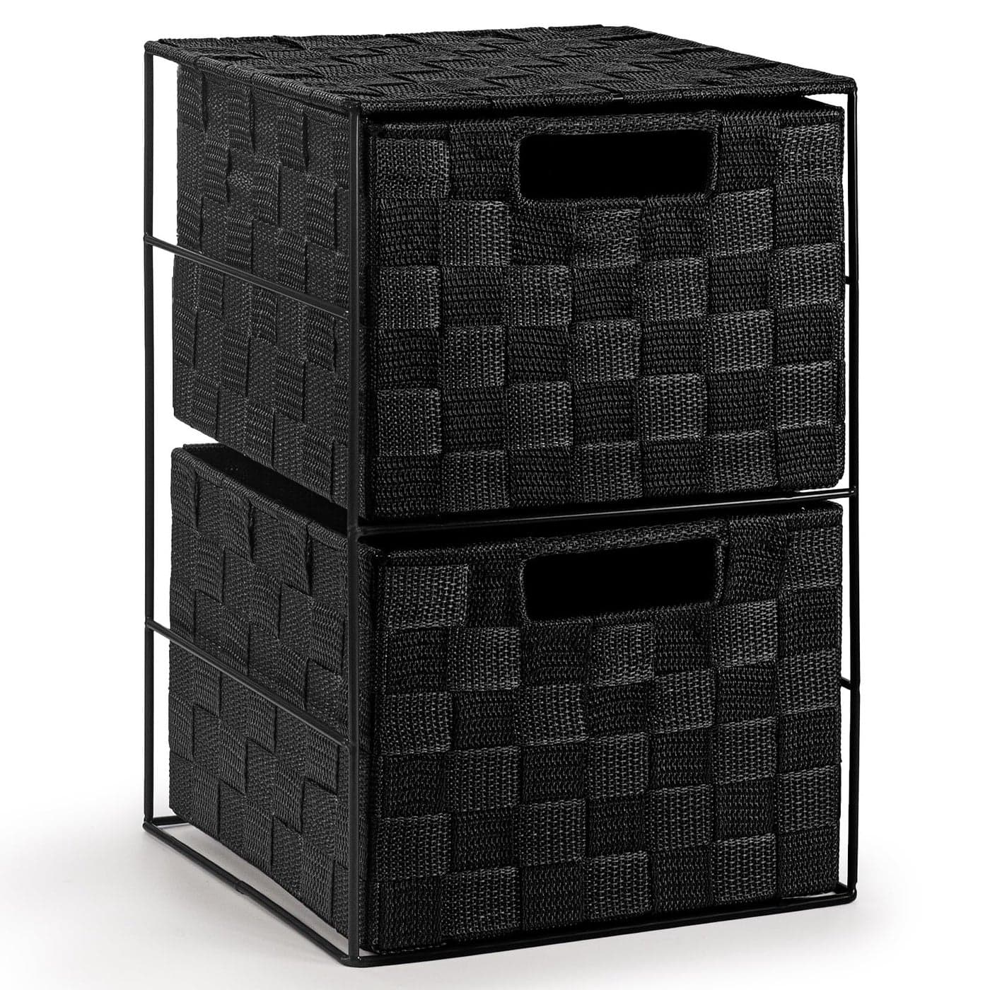 EHC 2 Drawer Storage Cabinet for Bedroom Bathroom Black