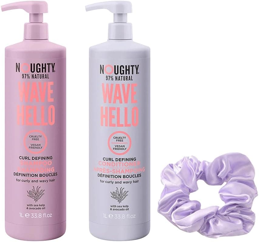 Noughty 97 Natural Wave Hello Shampoo and Conditioner Duo Curl Defining Sulphate Free Vegan Hair Care Set Vitamin Rich Formula for Curly Wavy Hair Supersize1L