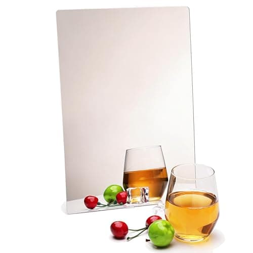 iCAGY Acrylic Mirror for Wall for Kids Adults Bedroom Door Closet Acrylic Shatterproof Self-Adhesive Lightweight Plastic Mirror Tile Sheet, Reflective Safe Plexiglass - Silver 13.5x17.5 inch 1 Pcs