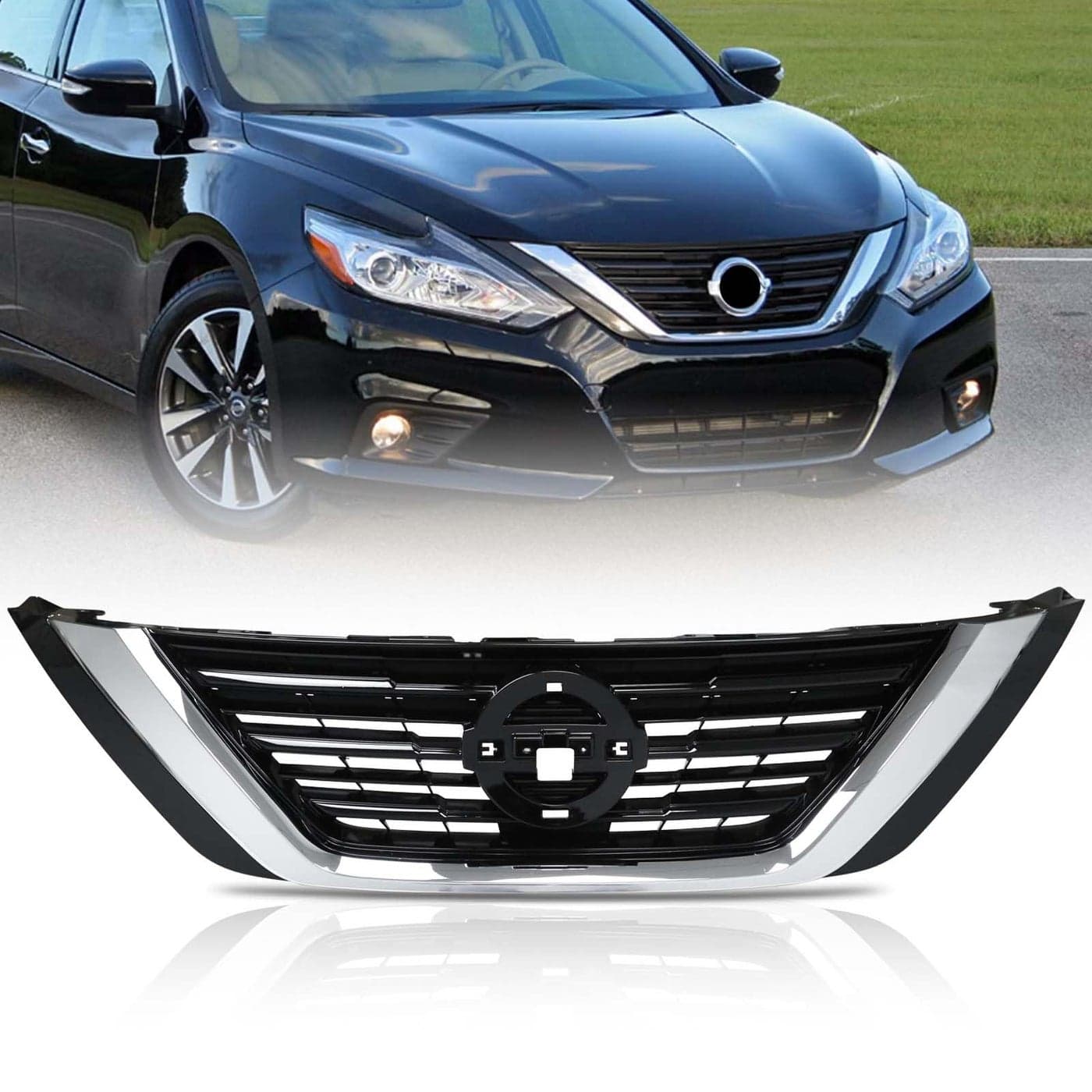 Kspeed Front Bumper Black Air Intake Grille Replacement Shroud Front Air Intake Grill Replacement Kit Compatible with 2016 2017 2018 Nissan Altima Sedan