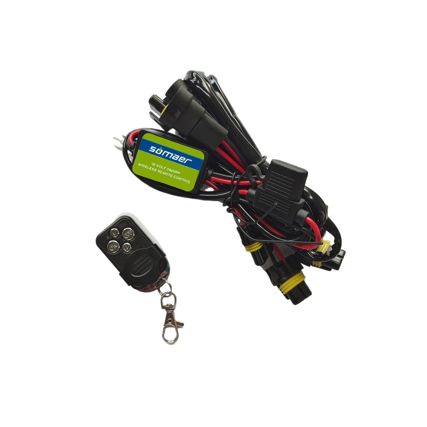 Somaer Wireless Remote Wiring Harness Kit for 12V LED Light BarSupports 12Leads 4 Modes OnOffFast StrobeSlow Strobe 300W Max 100ft Range Fit JeepTruckSUV 12Month Warranty