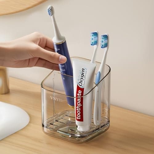 Toothbrush Holders for Bathrooms, 3 Slots Detachable Toothbrush Holder Wall Mounted with Divider, Removable Electric Tooth Brush and Toothpaste Holder Organizer for Bathroom Countertop/Kitchen/Office